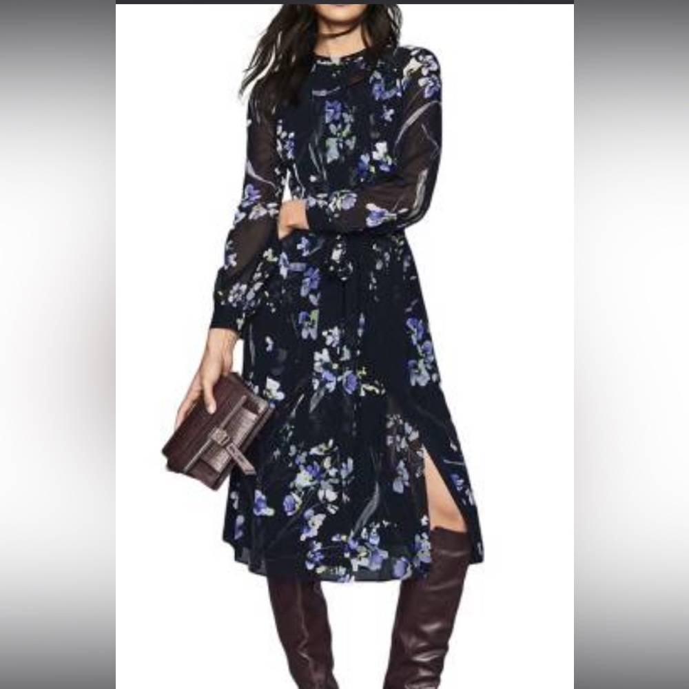 Reiss Hetty Floral Violet MIDI Dress